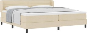 vidaXL Boxrugós ágy matracmal fejtámlával Krém 200 x 200 cm szövet