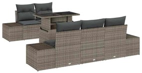 vidaXL Kanapé Szett párnával 6 pcs Szürke polirattan