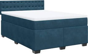 vidaXL sötétkék bársony rugós ágy matraccal 140x190 cm