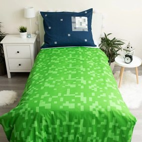 Zöld-kék egyszemélyes pamut gyerek ágyneműhuzat 140x200 cm Minecraft "Sssleep Tight" – Jerry Fabrics