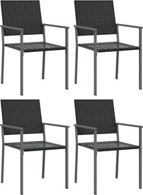 vidaXL 4 db fekete polyrattan kerti szék párnával 54x62,5x89 cm
