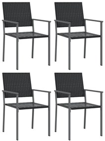 vidaXL 4 db fekete polyrattan kerti szék párnával 54x62,5x89 cm