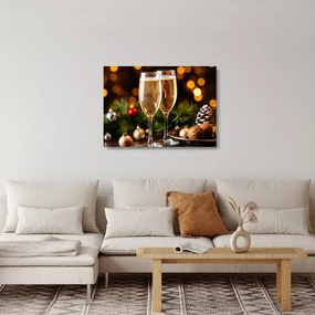 Üveg kép - Egy pohár pezsgő (70x50 cm)