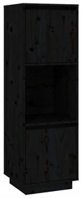 fekete tömör fenyőfa magasszekrény 38x35x117 cm