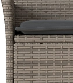 vidaXL 7részes szürke polyrattan/akácfa kerti étkezőgarnitúra párnával