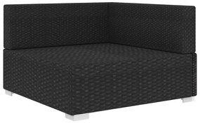 vidaXL 1 db fekete polyrattan moduláris sarokfotel párnákkal