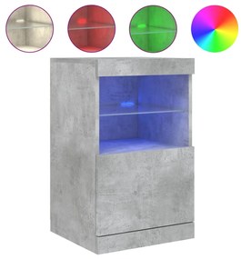 betonszürke tálalószekrény LED-világítással 41 x 37 x 67 cm