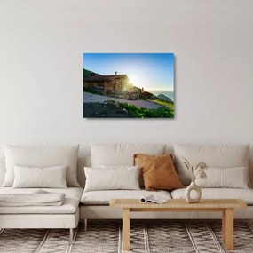 Kép - reggel az Alpokban, Tirol (üvegen) (70x50 cm)