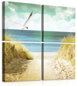 Vászonkép 4 darabos, Út a tengerpartra 50x50 cm méretben