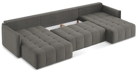 Sötétszürke kinyitható-tárolóhelyes (U alakú) sarokkanapé Moku – Makamii