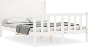 vidaXL fehér tömör fenyőfa ágy matrac nélkül 140x190 cm