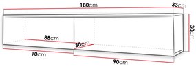 TV asztal/szekrény Dilune 180 (fehér + fényes fehér) (fehér LED világítás). 1053804