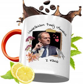 Donald Tusk Narancssárga Bögre Ajándék, fényképes nyomattal