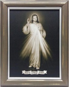 Vászonkép 28x39cm Jézus, bízom benned Vászonkép ezüst kerettel...