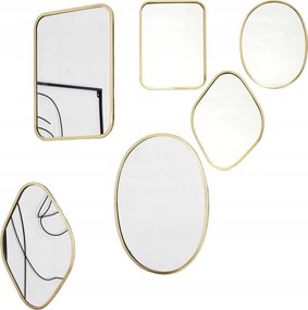 3 db-os aszimmetrikus Mira fali tükör szett arany loft glamour keret
