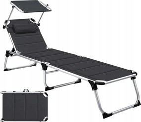 Kerti Napozóágy Állítható Napellenző Fotel Terasz Tó Medence Antracit