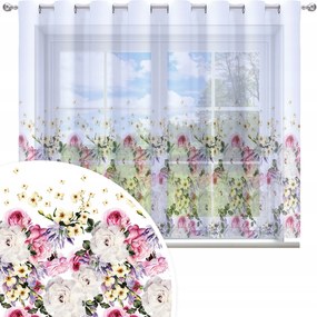 Függöny Kész 300x150 Fátyol Festett Virág Mintás 010