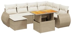 vidaXL 8 részes bézs polyrattan kerti ülőgarnitúra párnával