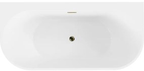 Mexen Oval+, falhoz szabadon álló kád 170 x 80 cm, fehér fényes, arany fényes túlfolyó, 52681708000-50