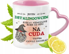 Kiskereskedői bögre Rózsaszín, szív alakú füllel Kávé ajándék