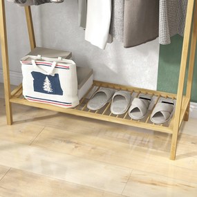 HOMCOM Bambusz Ruhafogató, Fa Kabátállvány Cipőtartóval, mérete: 110L x 42W x 152H cm | Aosom