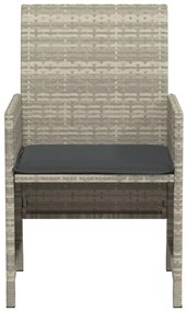 vidaXL 3 részes világosszürke polyrattan bisztrógarnitúra párnákkal