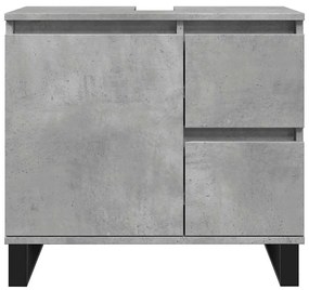 Betonszürke szerelt fa fürdőszobai mosdószekrény 65x33x60 cm