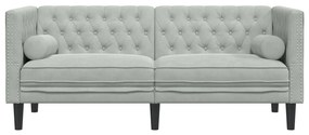 2 személyes világoszöld bársony Chesterfield kanapé párnákkal
