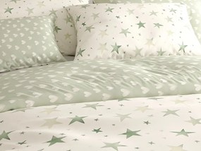 Mikroszálas ágynemű STARS HEARTS zöld Ágyneműhuzat mérete: 70 x 90 cm | 140 x 200 cm