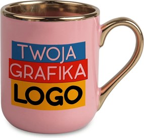 Bögre Logóval Saját Grafikával, Rózsaszín-arany Fotóval Neki A Cégnek