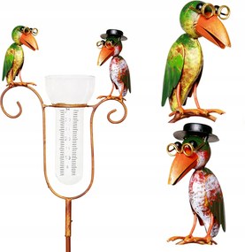 Dekoratív kerti esőmérő madarakkal fém cölöpön 129 cm Dekoráció