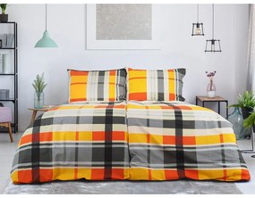 Narancssárga egyszemélyes krepp ágyneműhuzat 140x200 cm Orabge Kube – B.E.S.