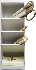 Asztali rendező, multifunkciós, 4 rekeszes, 8x23x11 cm, EXACOMPTA Autentik, fehér (EX68113D)