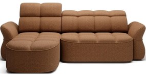 Sárga-barna bársony kinyitható-tárolóhelyes sarokkanapé (bal oldali-heverő résszel) Beneth – ELTAP