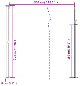sötétzöld behúzható oldalsó napellenző 200 x 300 cm