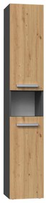 Riano MIX Nel I fürdőszoba szekrény, 31x174x30 cm, antracit-tölgy