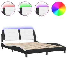 fekete és fehér ágykeret LED-ekkel matrac nélkül Zadar 160 x 200 cm