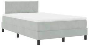 Box Spring Ágy Matraccal Világosszürke Kis Kétszemélyes Bársony