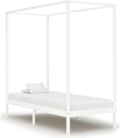 vidaXL fehér tömör fenyőfa baldachinos ágykeret 100 x 200 cm
