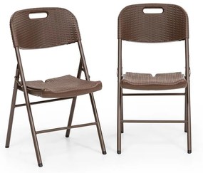 Burgos seat, összecsukható szék, 2 darabos szett, hdpe, acél, rattan kialakítás, barna
