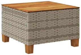 szürke polyrattan és akácfa kerti asztal 55 x 55 x 36 cm