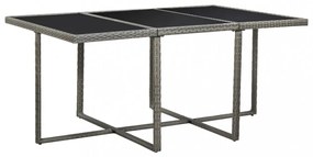 11 részes szürke polyrattan kültéri étkezőszett párnákkal