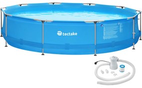 TecTake GmbH 402896 kör alakú medence acél vázzal és szűrő szivattyúval ø 360 x 76 cm - kék