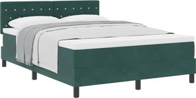 vidaXL Boxrugós ágy matracmal Sötétzöld 140 x 200 cm Bársony