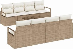 vidaXL Kerti Kanapé Szett párnával 9 pcs Beige és krém polirattan
