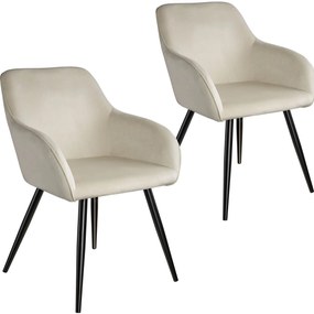 TecTake GmbH 404046 marilyn bársony hatású székek - krém / fekete, 2 darabos készlet