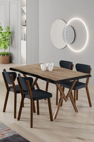 Akort étkezőgarnitúra, atlanti fenyő-antracit, 130 cm