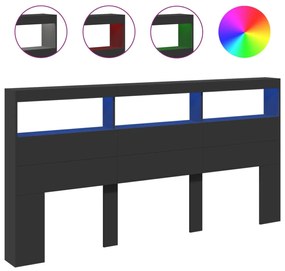 fekete áthidalószekrény LED-világítással 200 x 17 x 102 cm