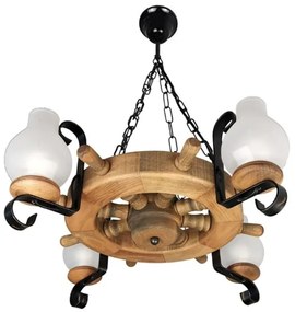 Brilagi - Csillár láncon TIMONA 4xE14/40W/230V bükkfa