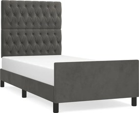 vidaXL sötétszürke bársony ágykeret matrac nélkül 90x200 cm